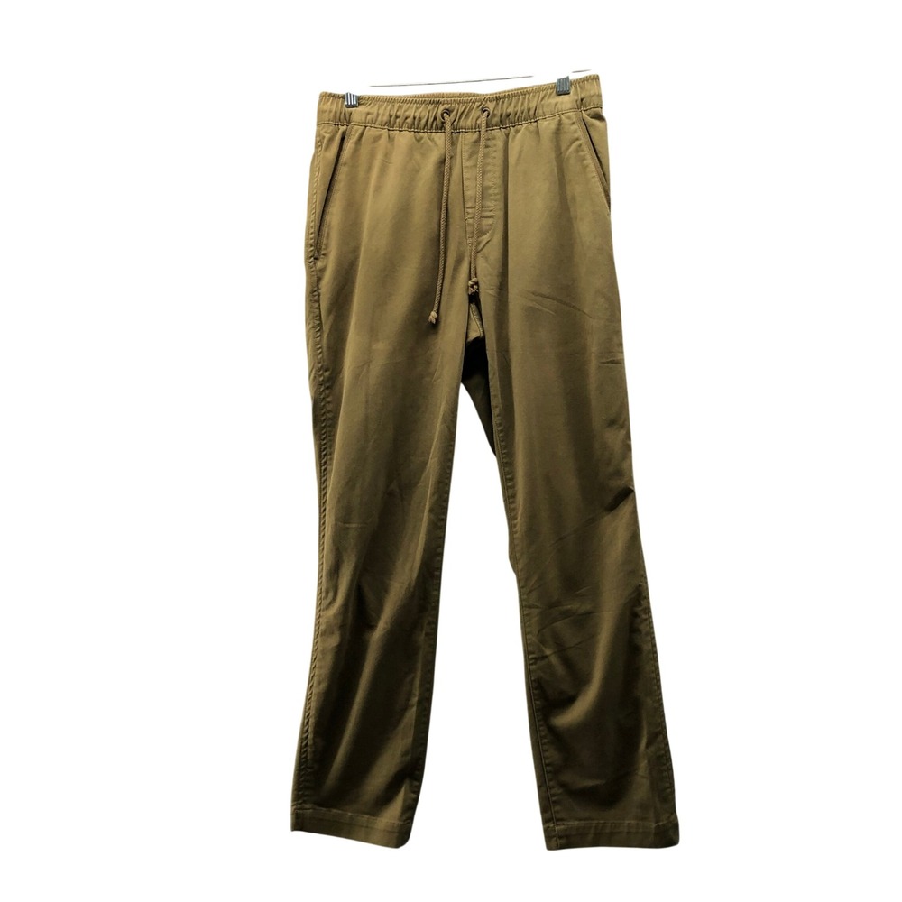 LL Bean Comfort‎ Stretch Dock Pants Mens S 30'' Olive Green Drawstring Twill